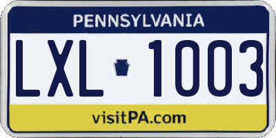 PA license plate LXL1003