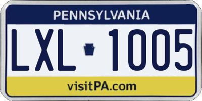 PA license plate LXL1005