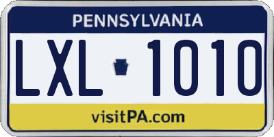PA license plate LXL1010