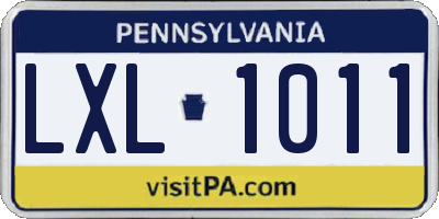 PA license plate LXL1011