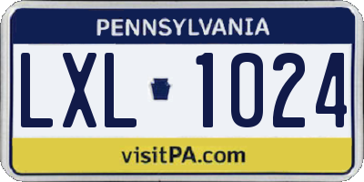 PA license plate LXL1024