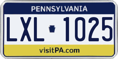 PA license plate LXL1025