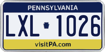 PA license plate LXL1026