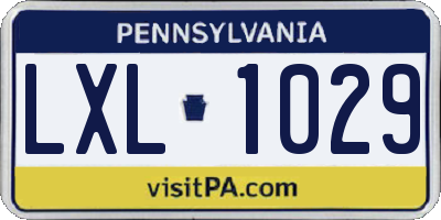 PA license plate LXL1029