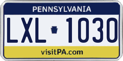 PA license plate LXL1030