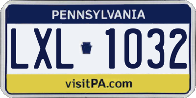 PA license plate LXL1032