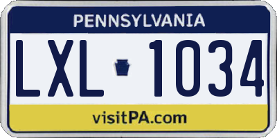 PA license plate LXL1034