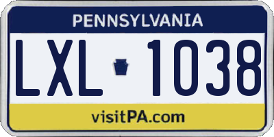 PA license plate LXL1038