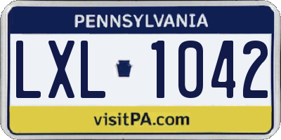 PA license plate LXL1042