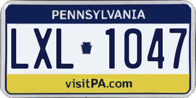 PA license plate LXL1047
