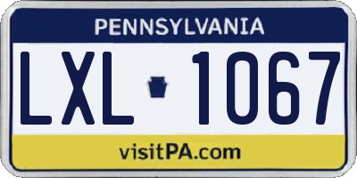 PA license plate LXL1067