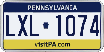 PA license plate LXL1074
