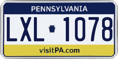 PA license plate LXL1078