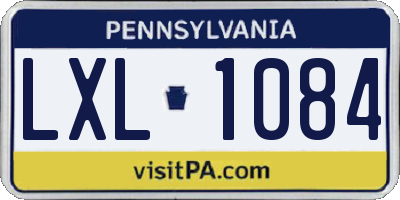 PA license plate LXL1084