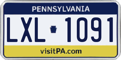 PA license plate LXL1091