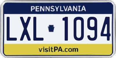 PA license plate LXL1094