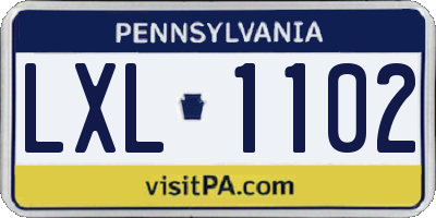PA license plate LXL1102