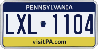 PA license plate LXL1104