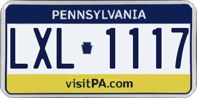 PA license plate LXL1117