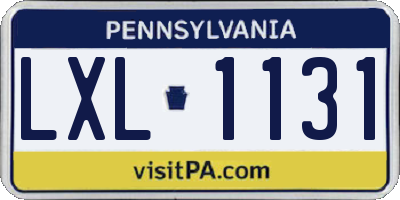 PA license plate LXL1131