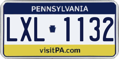 PA license plate LXL1132