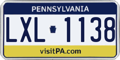 PA license plate LXL1138