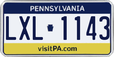 PA license plate LXL1143