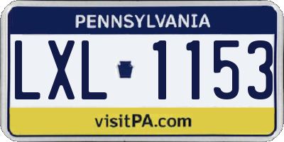 PA license plate LXL1153
