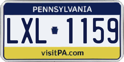 PA license plate LXL1159