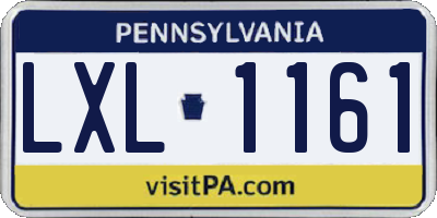 PA license plate LXL1161