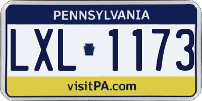 PA license plate LXL1173