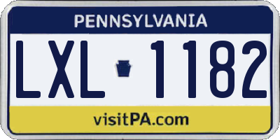 PA license plate LXL1182