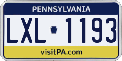PA license plate LXL1193