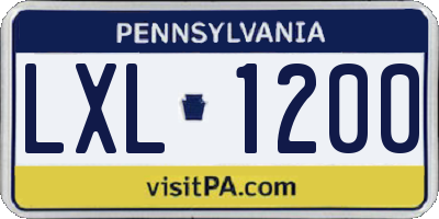 PA license plate LXL1200
