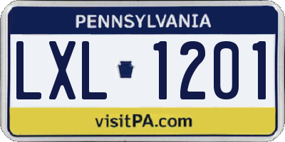 PA license plate LXL1201