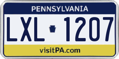 PA license plate LXL1207