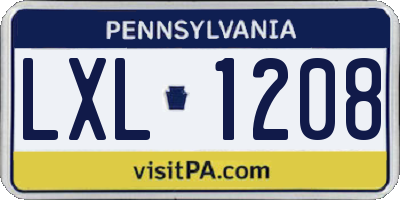 PA license plate LXL1208