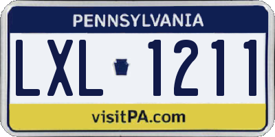 PA license plate LXL1211