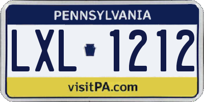 PA license plate LXL1212