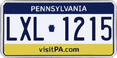 PA license plate LXL1215