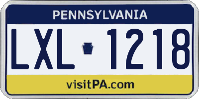 PA license plate LXL1218
