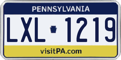 PA license plate LXL1219
