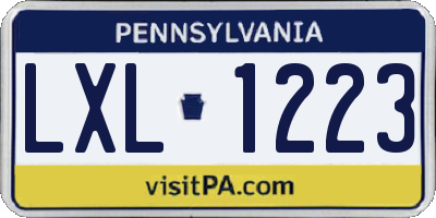PA license plate LXL1223