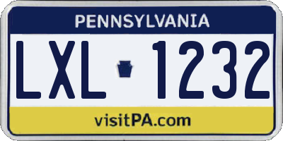 PA license plate LXL1232