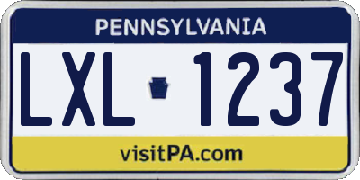 PA license plate LXL1237