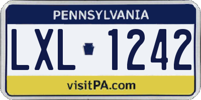 PA license plate LXL1242