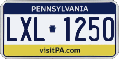PA license plate LXL1250