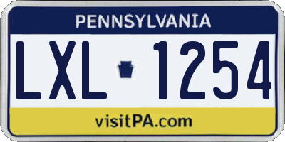 PA license plate LXL1254