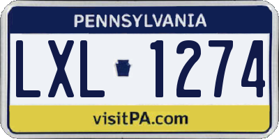 PA license plate LXL1274