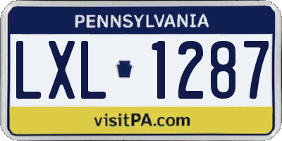 PA license plate LXL1287